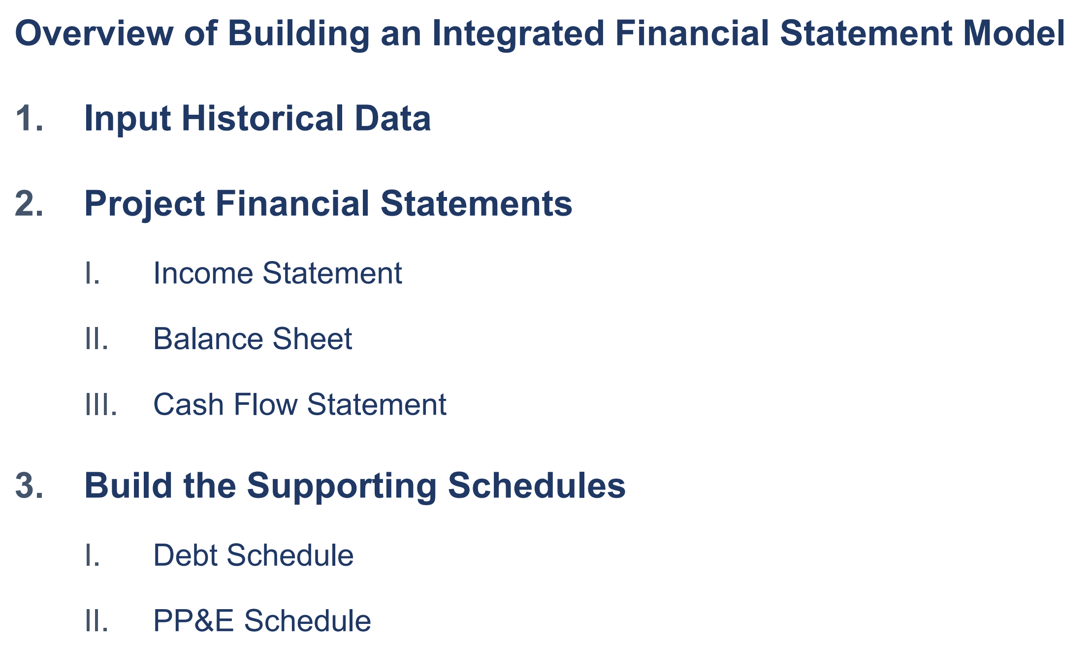 Steps to Build a Three Statement Model